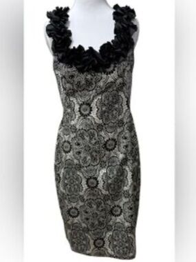 Maggy London Black and White Floral Lace-Print Dress